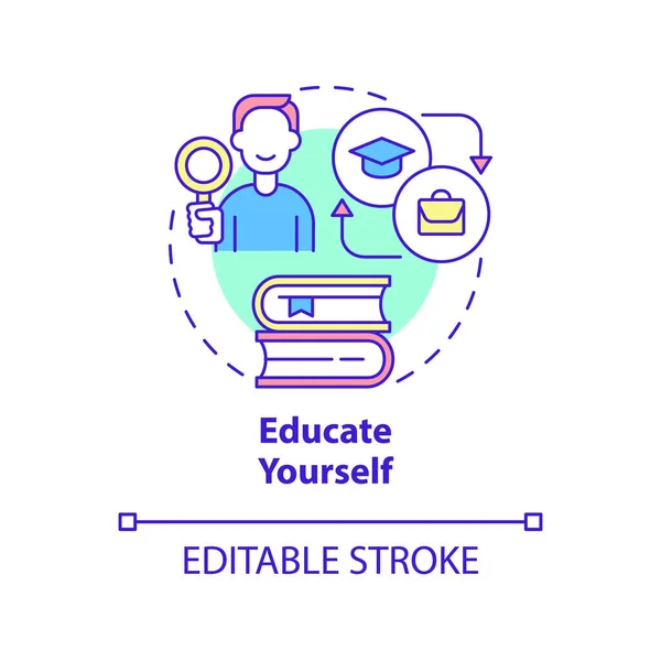 Educate Yourself Concept Icon Learn Spot Signs Anxiety Mental Health — Stockvektor