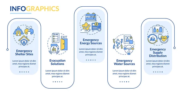 Pohotovostní Plán Obsahuje Obdélníkovou Informační Šablonu Zdroje Vizualizace Dat Kroky — Stockový vektor