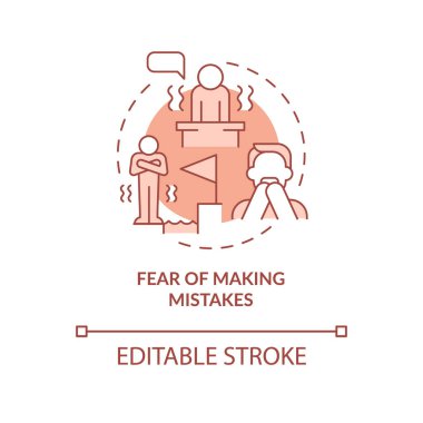 Hata yapma korkusu Terracotta konsepti ikonu. Belirsiz soyut fikir ince çizgi çizimi hissediyorum. İzole bir taslak çizim. Düzenlenebilir felç. Kullanılan Roboto-Orta, Myriad Pro-Kalın yazı tipleri
