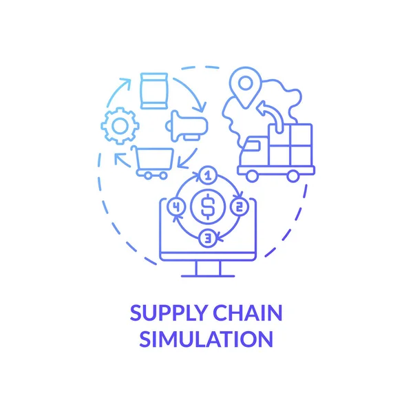Supply Chain Simulation Blue Gradient Concept Icon Abnormal Situations Prediction — Stock Vector