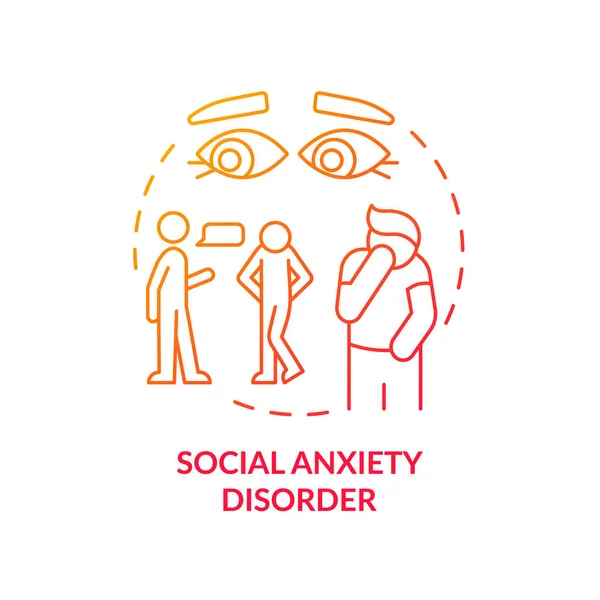 Social Anxiety Disorder Red Gradient Concept Icon Fear Communication Mental — Stock Vector