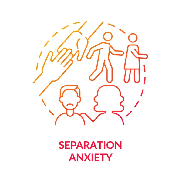 Separation Anxiety Red Gradient Concept Icon Fear Loneliness Anxiety Disorder — Stock Vector