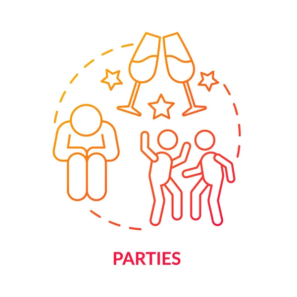 Parties Icône Concept Dégradé Rouge Peur Des Lieux Publics Trouble — Image vectorielle