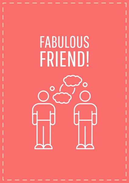 Fabulous Friend Postcard Linear Glyph Icon Affection Esteem Greeting Card — 图库矢量图片