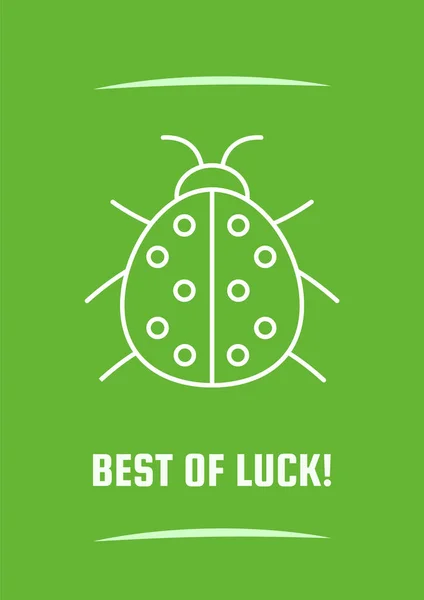 Best Luck Green Postcard Linear Glyph Icon Good Fortune Sign — Vettoriale Stock