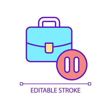 Kaçırılan çalışma günleri RGB renk simgesi. Ertelemek ve işten uzaklaşmak. Tepkisiz çalışan. İzole vektör çizimi. Basit bir çizgi çizimi. Düzenlenebilir felç. Kullanılan Arial yazı tipi