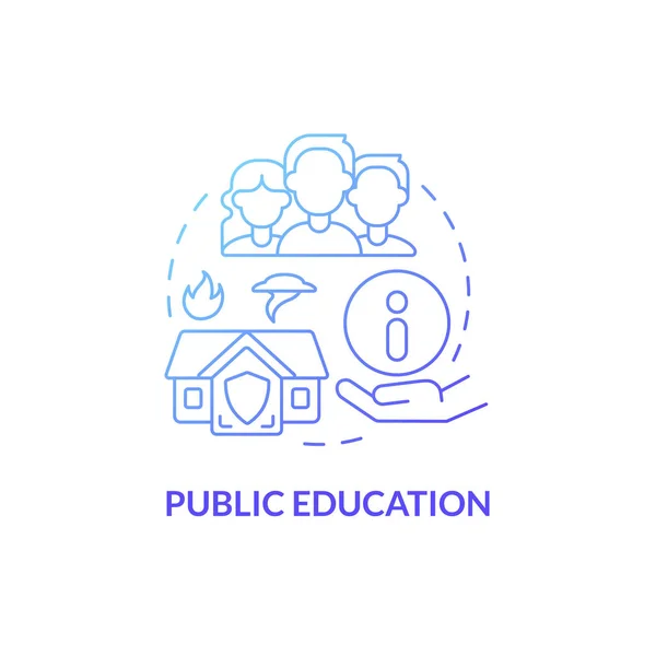 Educação Pública Ícone Conceito Gradiente Azul Informar Escola Ameaça Perigo — Vetor de Stock