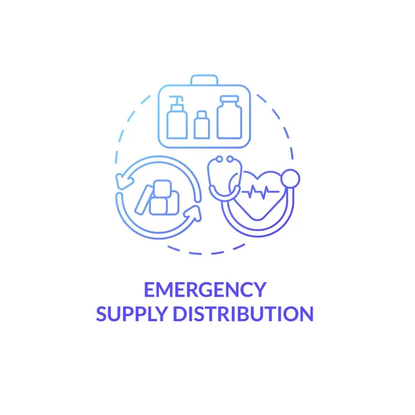 Noodvoorziening Distributie Blauw Gradiënt Concept Icoon Publieke Steun Aan Vluchteling — Stockvector