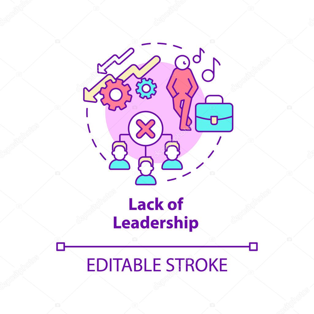 Lack of leadership concept icon. Failure of teamwork. Team structure building abstract idea thin line illustration. Isolated outline drawing. Editable stroke. Roboto-Medium, Myriad Pro-Bold fonts used