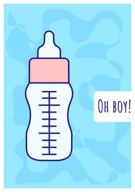 Renk simgesi olan tebrik kartı. Bebek doğumu bekliyorum. Hamileliğin için tebrikler. Kartpostal tasarımı. Yaratıcı illüstrasyonlu dekoratif broşür. Tebrik mesajı olan not kartı.