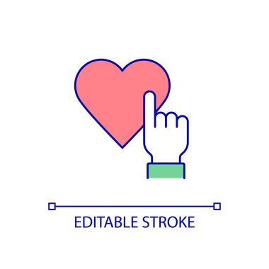 İçerik RGB renk simgesi gibi. Video ve medyaya olumlu tepki. Kullanıcılar geri bildirim yapıyor. Eğlence platformu. İzole vektör çizimi. Basit bir çizgi çizimi. Düzenlenebilir felç. Kullanılan Arial yazı tipi