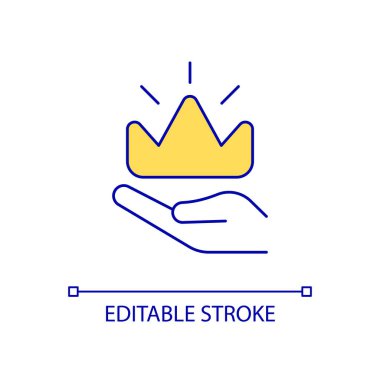 Birinci sınıf RGB renk simgesi ver. Ücretli abonelik. Özel ve eşsiz bir ürün. Avantajlar ve ikramiyeler. İzole vektör çizimi. Basit bir çizgi çizimi. Düzenlenebilir felç. Kullanılan Arial yazı tipi