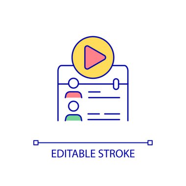 Abone RGB renk simgesi. Abonelik iş modeli. Yayımcının takipçileri. İçerik yaratıcı hayranları. İzole vektör çizimi. Basit bir çizgi çizimi. Düzenlenebilir felç. Kullanılan Arial yazı tipi