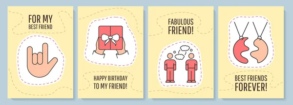 Friendship Greeting Card Color Icon Element Set Bond Relation Friend — Vetor de Stock