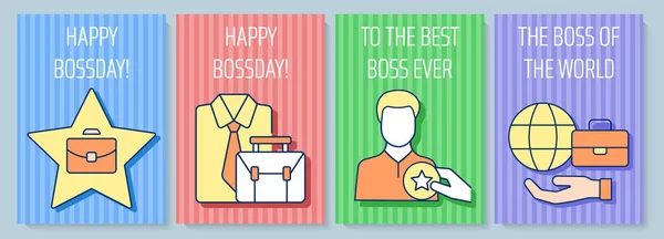 Boss Greeting Card Color Icon Element Set Congratulate Director Ceo — Stock vektor