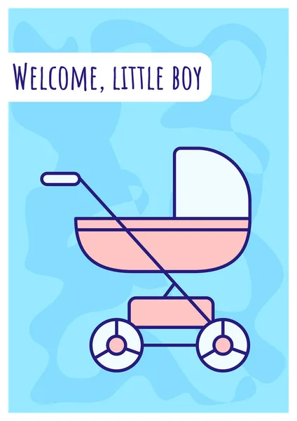Welcome Little Boy Greeting Card Color Icon Element Expecting Delivery — Stock Vector