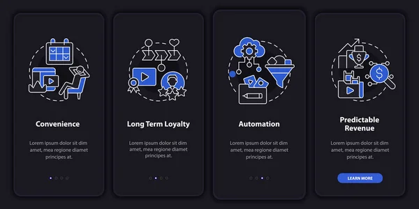 Ventajas Del Modo Nocturno Suscripción Que Incorpora Pantalla Aplicación Móvil — Archivo Imágenes Vectoriales