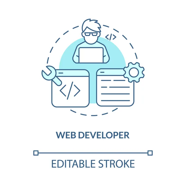 Web Developer Turquoise Concept Icon Professional Programmer Job Abstract Idea — Vetor de Stock