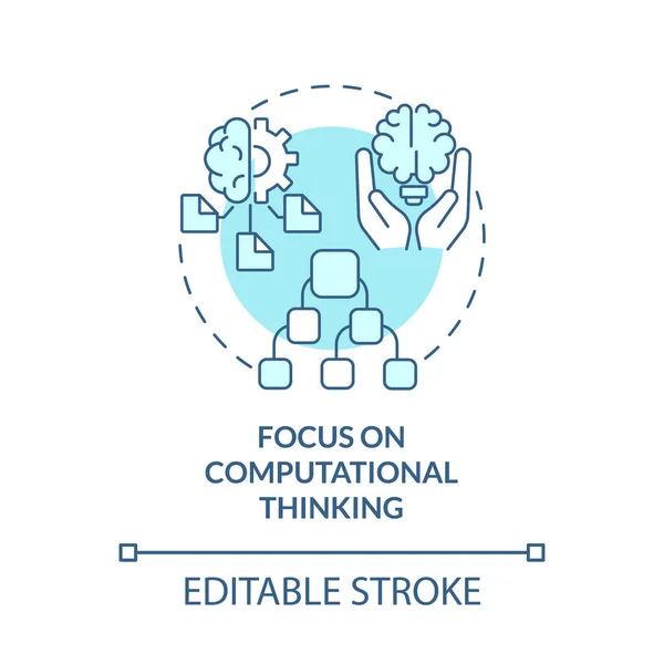 Centrarse Pensamiento Computacional Icono Concepto Turquesa Programación Idea Abstracta Ilustración — Vector de stock