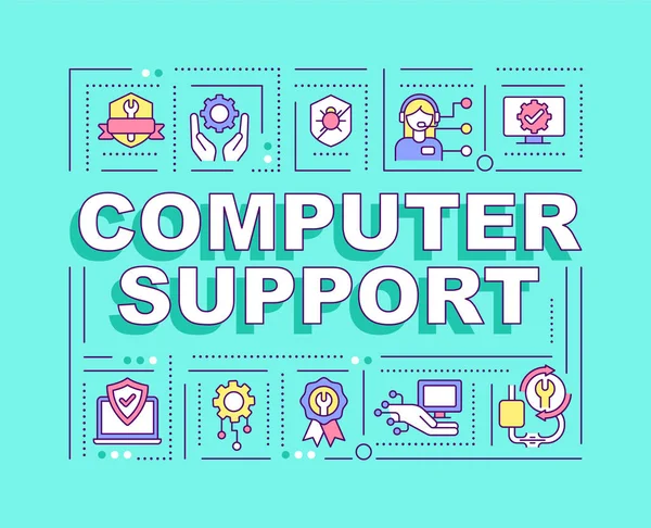 Computer Support Word Concepts Blue Banner Maintenance Infographics Linear Icons — Stock vektor