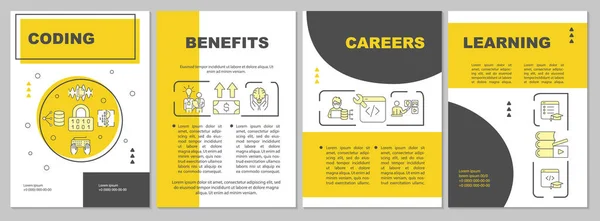 Coding Career Yellow Brochure Template Programmer Job Booklet Print Design — Stock Vector