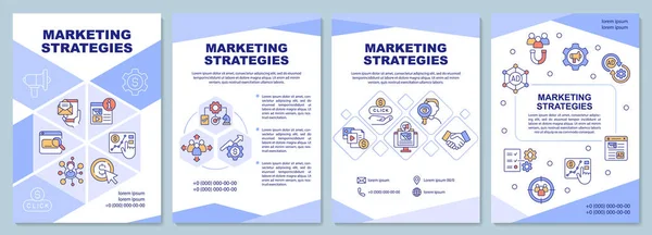 Stratégies Marketing Modèle Brochure Bleue Publicité Numérique Carnet Imprimé Avec — Image vectorielle