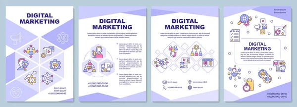 Modèle Brochure Marketing Numérique Violet Publicité Sur Internet Carnet Imprimé — Image vectorielle