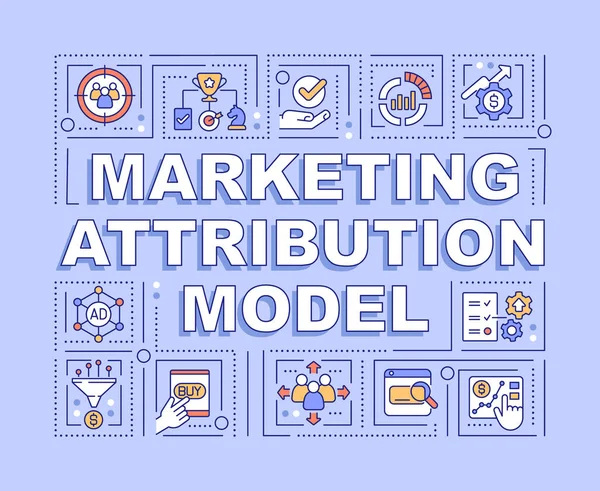 Marketing Attribution Model Word Concepts Purple Banner Ads Analytics Infographics — Vetor de Stock