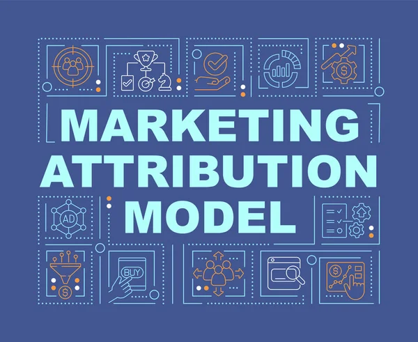 Marketing Attribution Model Word Concepts Blue Banner Analytic Tools Infographics — Vetor de Stock