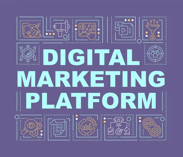 Цифровая Маркетинговая Платформа Представляет Собой Пурпурный Баннер Реклама Интернете Инфографика — стоковый вектор
