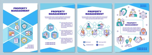 Property Management Blue Brochure Template Real Estate Booklet Print Design — Stock Vector