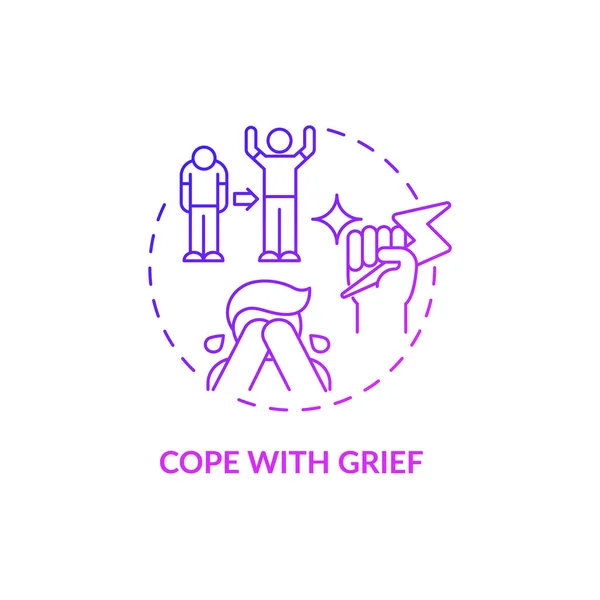 Cope Grief Purple Gradient Concept Icon Grief Related Depression Treatment —  Vetores de Stock