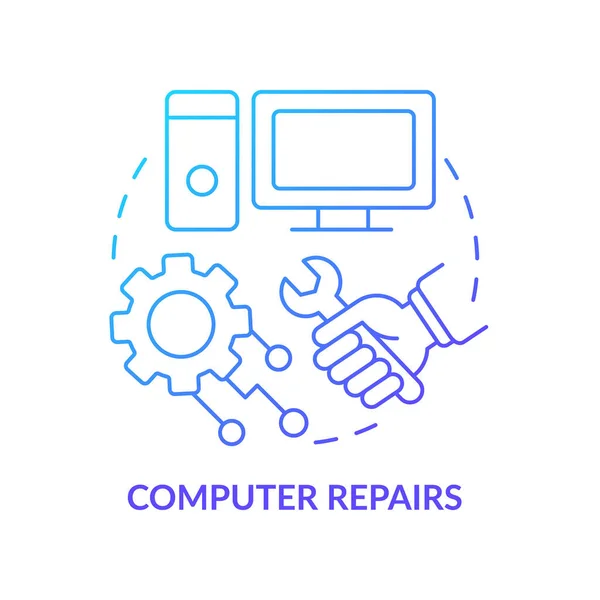 Computer Repairs Blue Gradient Concept Icon Fix Problem Resolve Type — Stock Vector