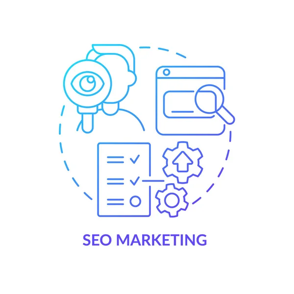 Seo Marketing Blue Gradient Concept Icon Advertising Campaign Content Search — Vetor de Stock