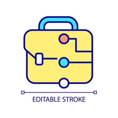 İş RGB renk simgesi için cihaz onarım servisi. Şirket yazılımı ve donanım sorunları. İzole vektör çizimi. Basit bir çizgi çizimi. Düzenlenebilir felç. Kullanılan Arial yazı tipi