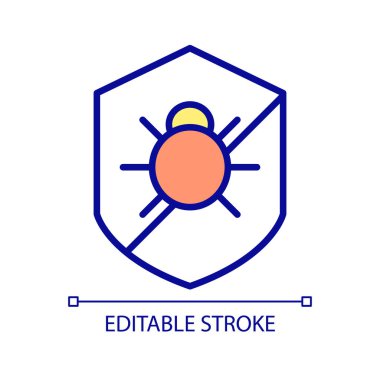 RGB renk simgesi hata ayıklanıyor. Yazılım hatası ve hatalar. Geliştirme ve kodlama. Böcekleri kaldır. İzole vektör çizimi. Basit bir çizgi çizimi. Düzenlenebilir felç. Kullanılan Arial yazı tipi