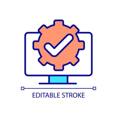Bilgisayar ayarlarını düzelt RGB renk simgesi. İşletim sistemi ayarlama ve düzenleme. Bilgisayarı düzenle ve özelleştir. İzole vektör çizimi. Basit bir çizgi çizimi. Düzenlenebilir felç. Kullanılan Arial yazı tipi