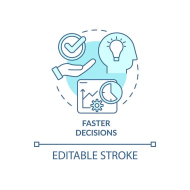 Faster decisions turquoise concept icon. Strategic issues abstract idea thin line illustration. Decision making. Isolated outline drawing. Editable stroke. Roboto-Medium, Myriad Pro-Bold fonts used