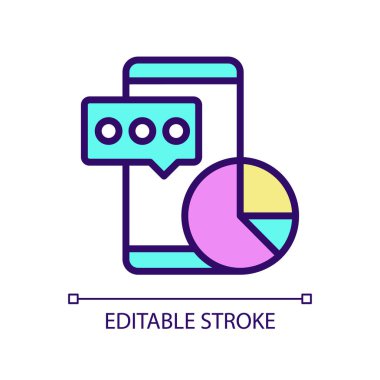 Data mining in social media RGB color pixel perfect icon. Work with personal information online. Isolated vector illustration. Simple filled line drawing. Editable stroke. Arial font used