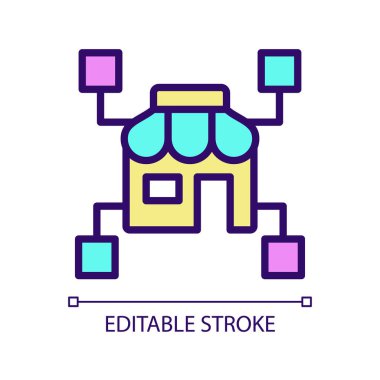 Retail business data mining RGB color pixel perfect icon. Financial information for entrepreneurs. Isolated vector illustration. Simple filled line drawing. Editable stroke. Arial font used