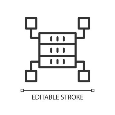 Data storage space linear pixel perfect icon. Dataset warehousing. Thin line customizable illustration. Contour symbol. Vector isolated outline drawing. Editable stroke. Arial font used