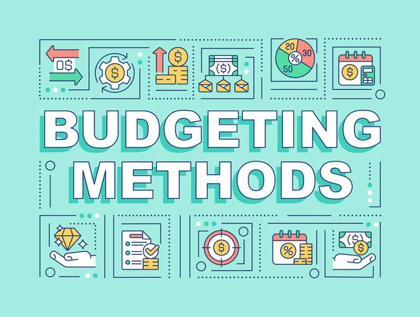 Budgeting Methods Word Concepts Mint Banner Financial Planning Infographics Linear — Vetor de Stock