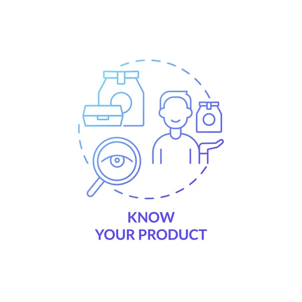 Know Your Product Blue Gradient Concept Icon Presentation Products Customer — Wektor stockowy
