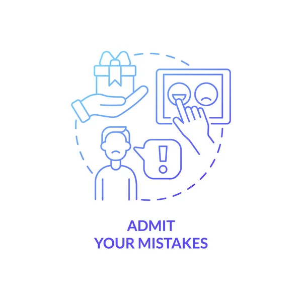 Admit Your Mistakes Blue Gradient Concept Icon Take Responsibility Customer — Wektor stockowy