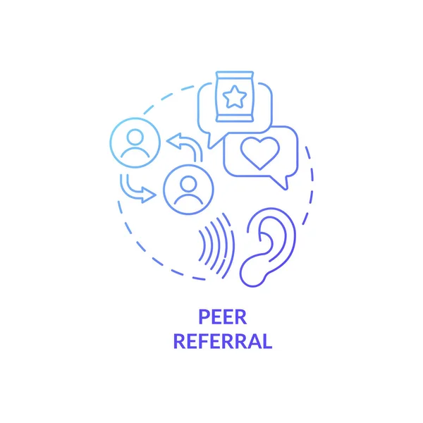 Peer Referral Blue Gradient Concept Icon Friends Advice Customer Touchpoints — Vettoriale Stock
