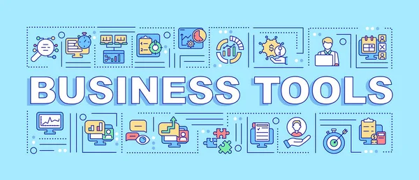 Business Tools Word Concepts Turquoise Banner Software Infographics Linear Icons — Stockvektor