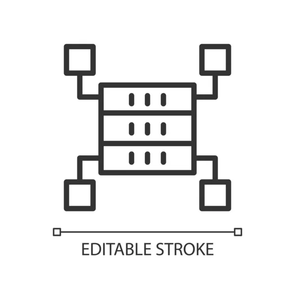 Data Storage Space Linear Pixel Perfect Icon Dataset Warehousing Thin — Wektor stockowy