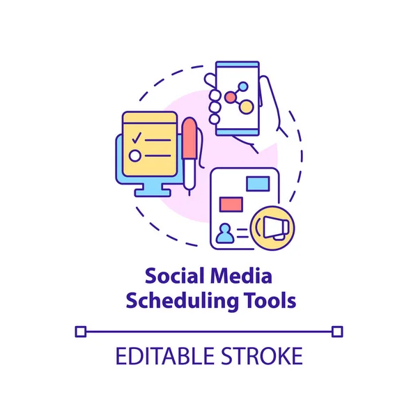 Social Media Scheduling Tools Concept Icon Marketing Strategy Abstract Idea — Vector de stock