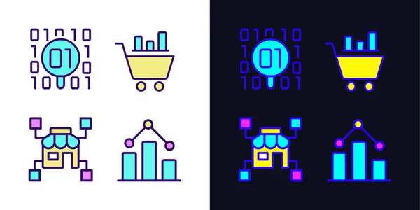 Retail Data Mining Analytics Light Dark Theme Rgb Color Pixel — Vetor de Stock
