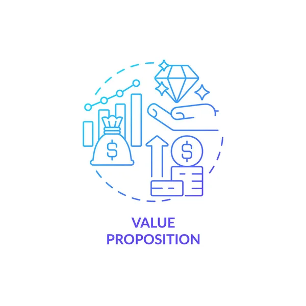 Proposition Valeur Icône Concept Dégradé Bleu Plan Financier Méthode Budgétisation — Image vectorielle